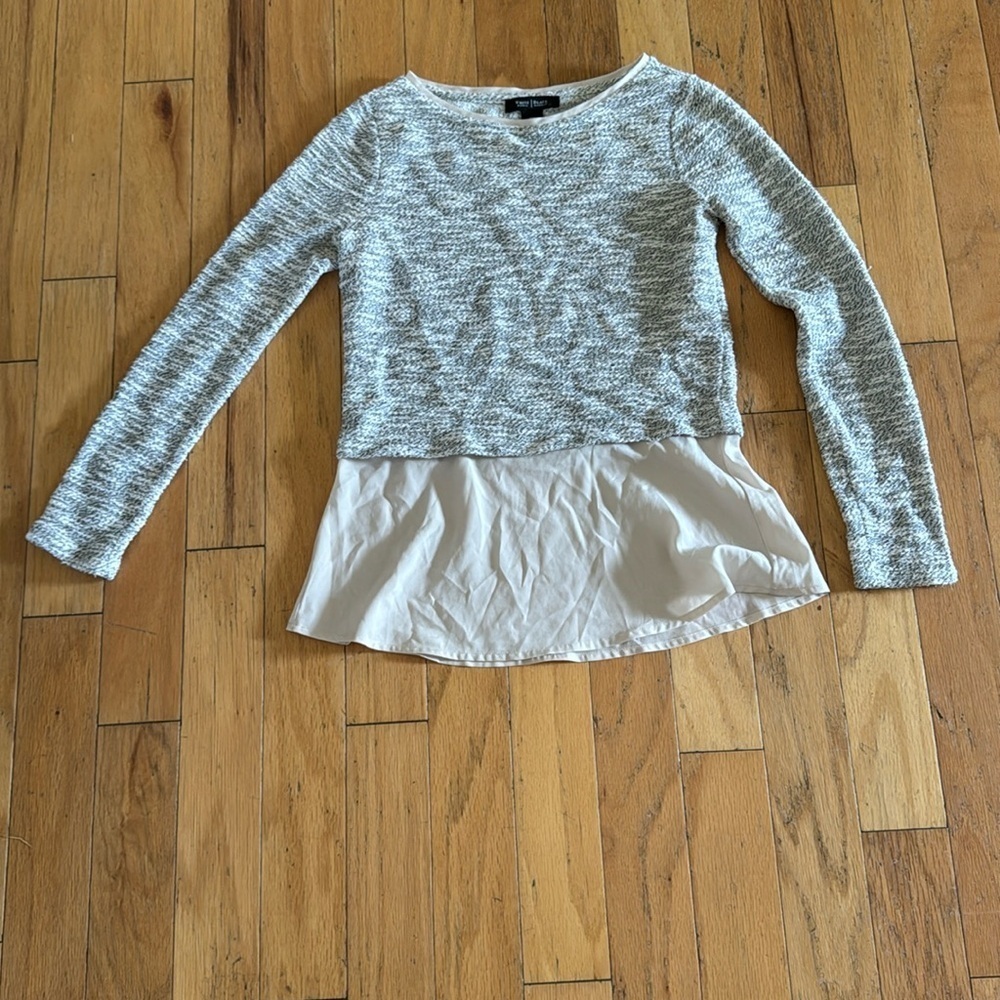 White House Black Market | layered sweater | b&w knit cream extension | size XXS